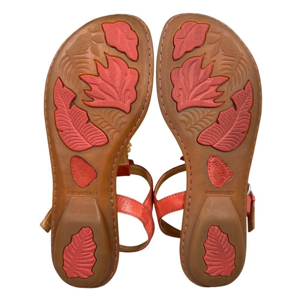 Born Leather Orange Yellow Floral T-Strap Comfort Sandals US 8, EU 39 - Picture 6 of 14